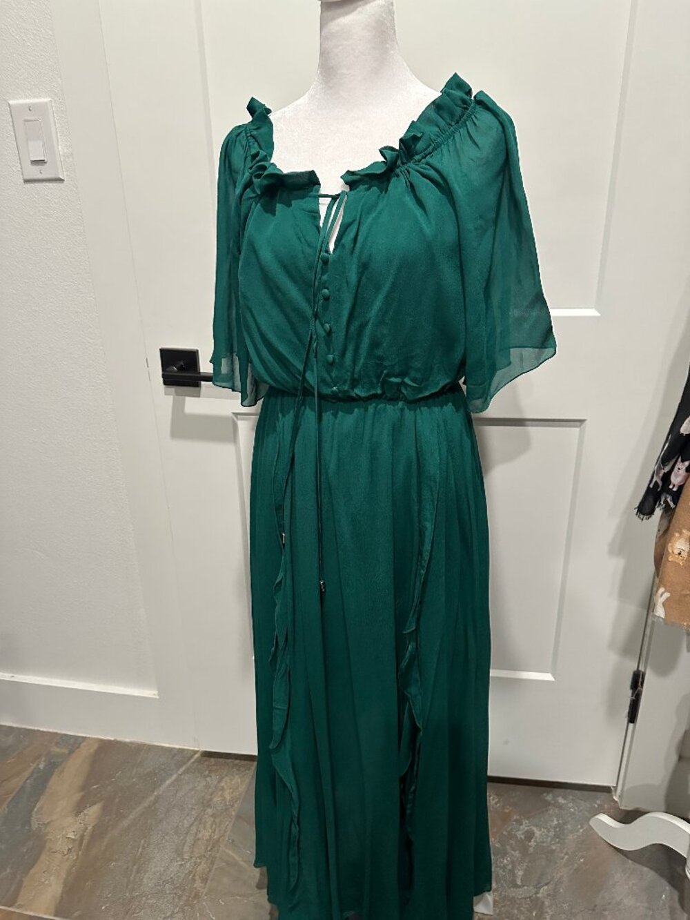 Bella & Bloom Ruffled Midi Dress Green Size Small - Picture 8 of 15